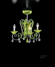 Lampadario colore verde linfa a tre luci