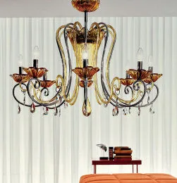Lampadario ambra sommerso a tre luci