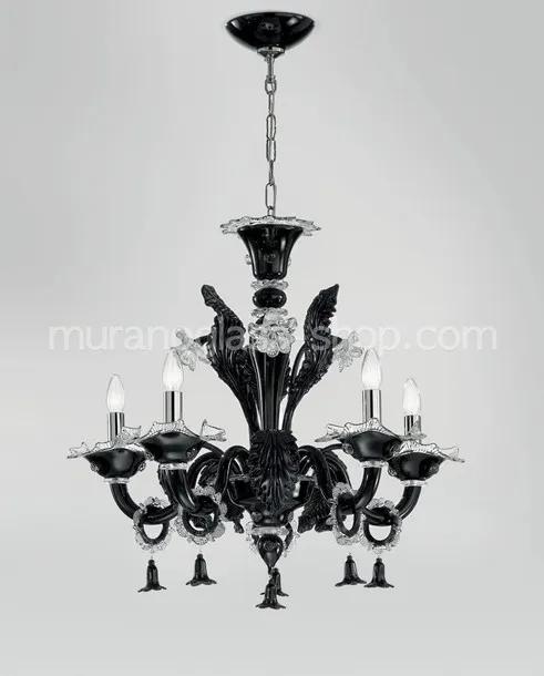 Lampadario Giustinian, Lampadario nero e cristallo a cinque luci