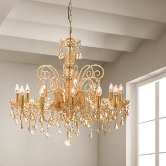 Lampadario Boemia Bright, Lampadario boemia serie 1059, 10 luci, colore cristallo