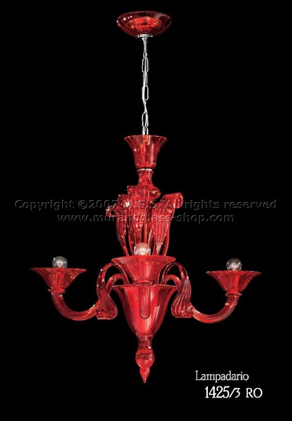 Lampadari serie 1425, Lampadario rosso a tre luci