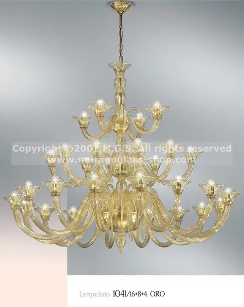 Lampadario Guibet, Lampadario in cristallo decoro ambra somerso a ventuno luci