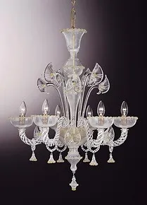 Lampadario filigrana con decoro oro ad otto luci