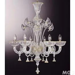 Lampadario filigrana con decoro oro a sei luci
