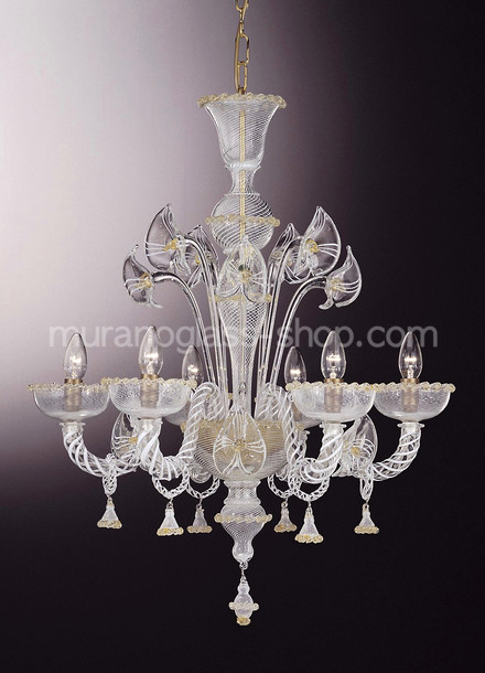 Lampadario Filigrana, Lampadario filigrana con decoro oro a tre luci