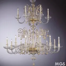 Lampadario in cristallo decoro oro