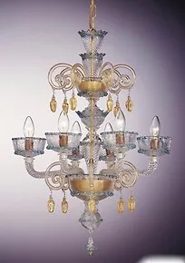 Lampadario decoro oro ad otto luci