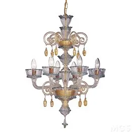 Lampadario decoro oro a sei luci
