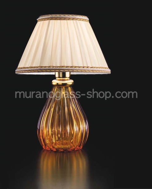 lampade da tavolo Murano serie 1395, Lume decoro ambra sommerso