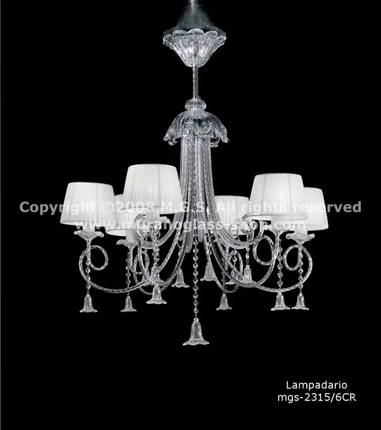 Lampadario con paralumi serie 2315, Lampadario in cristallo con paralumi a tre luci