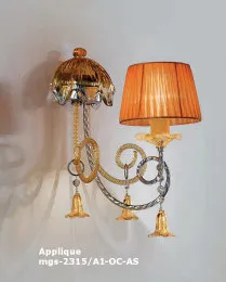 Applique decoro ambra con paralumi ad una luce