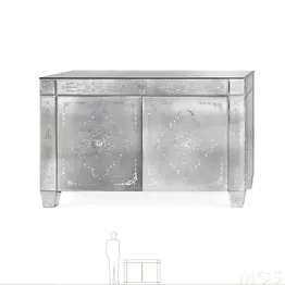 Credenza a due ante con incisioni artistiche