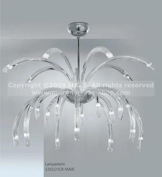 Lampadari serie 1201, Lampadario cristallo decoro ambra a ventuno luci