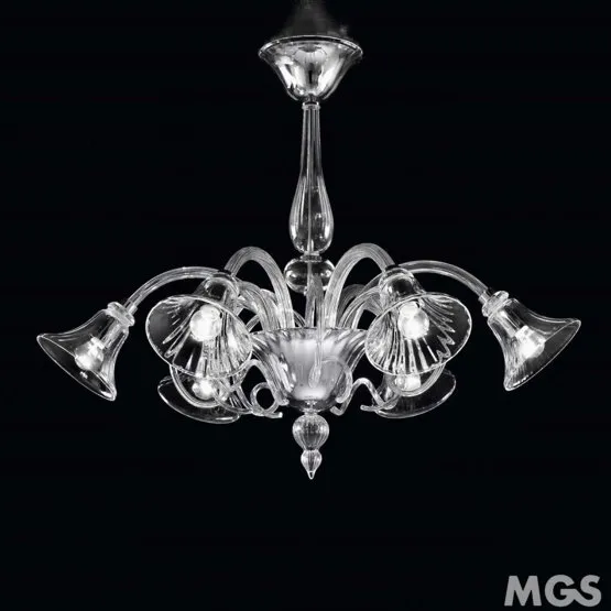 Lampadario Venier, 6 luci, colore cristallo decoro oro 24k