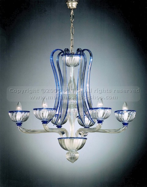 Lampadari Moderni serie 417, Lampadario in cristallo decorato in blu