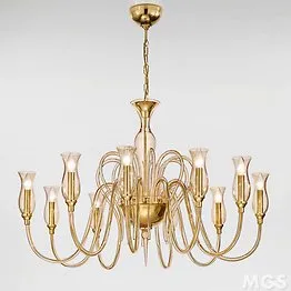 Lampadario moderno con decoro ambra a dieci luci