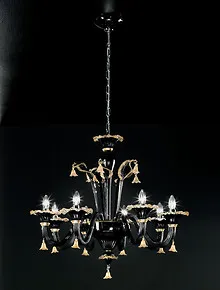 Lampadario nero e oro a otto luci