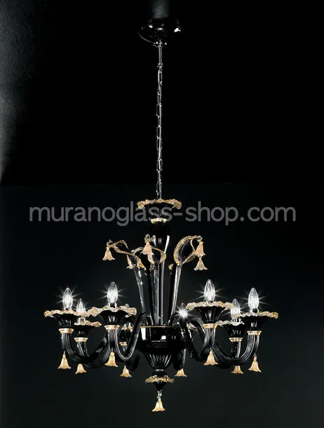 Lampadari serie 2575, Lampadario nero e oro a sei luci