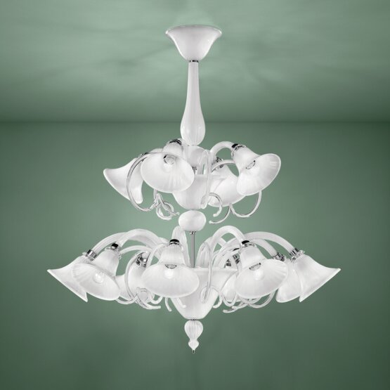 Lampadario Venier, Lampadario in cristallo decoro oro a dodici luci