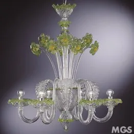 Lampadario cristallo dettagli verde