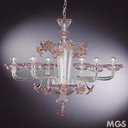 Lampadario cristallo e rubino
