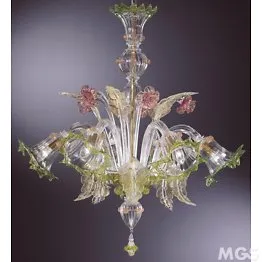 Lampadario dettagli rubino oro e verde