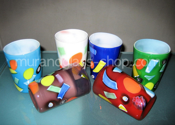 Bicchieri Arlecchino, Set di sei bicchieri colorati
