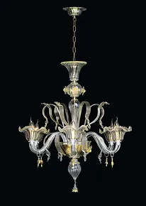 Lampadario in cristallo oro a sei luci