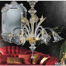 Lampadario in cristallo oro a tre luci