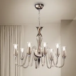 Lampadario colore fumè ad otto luci