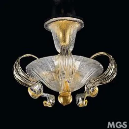 Plafoniera decoro oro con foglie