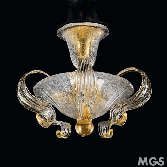 Plafoniera Foglie, Plafoniera decoro oro con foglie