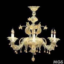 Lampadario tipo Ca' Rezzonico in cristallo oro
