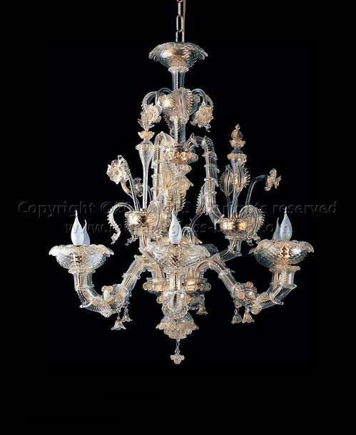 Lampadari tipo Ca' Rezzonico serie 7754, Lampadario tipo Ca' Rezzonico in cristallo oro