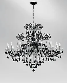 Lampadario stile boemia colore nero e cristallo