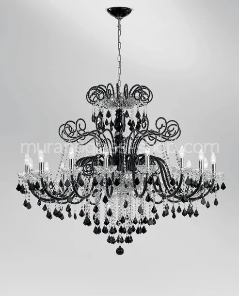 Lampadario Boemia Star, Lampadario stile boemia colore nero e cristallo