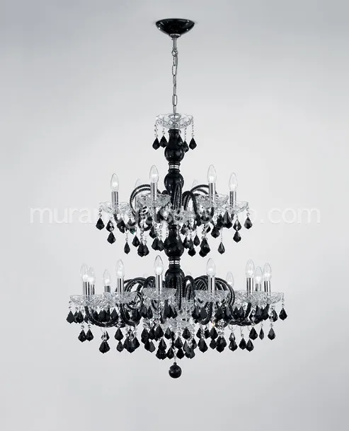 Lampadario Boemia Bright, Lampadario colore nero e cristallo