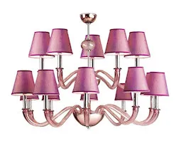 Lampadario con paralumi in colore ametista