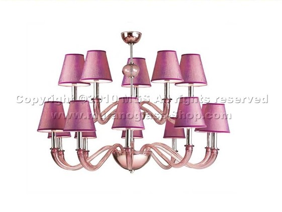 Lampadari con paralumi serie 8778, Lampadario con paralumi in colore ametista