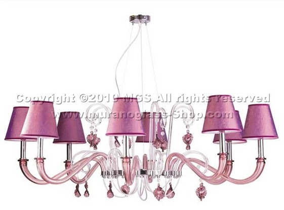 Lampadari con paralumi serie 8787, Lampadario con paralumi in colore ametista