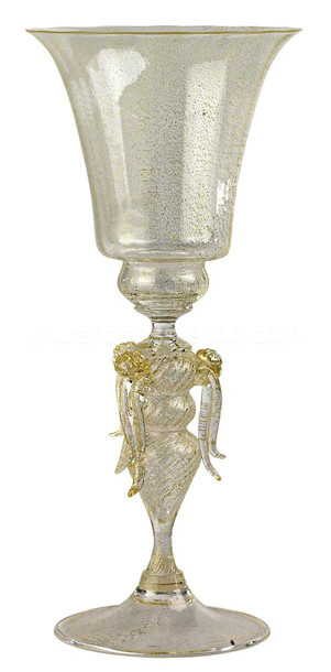 Bicchiere di Murano 5482, Bicchiere di Murano in cristallo decoro oro