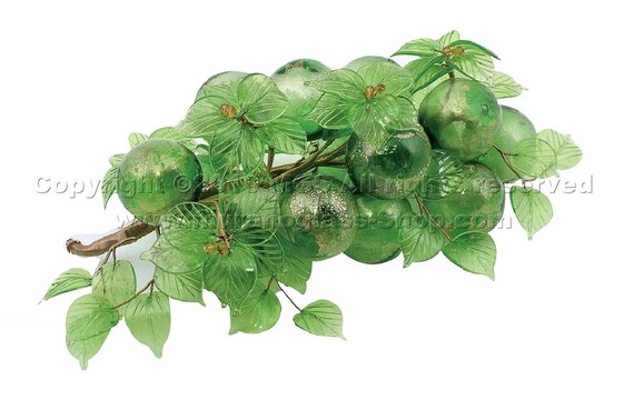 Grappolo uva soffiata con tralcio fiore, Grappolo uva soffiata grande 16 chicchi