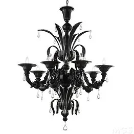Lampadario Ca' Rezzonico colore nero e cristallo