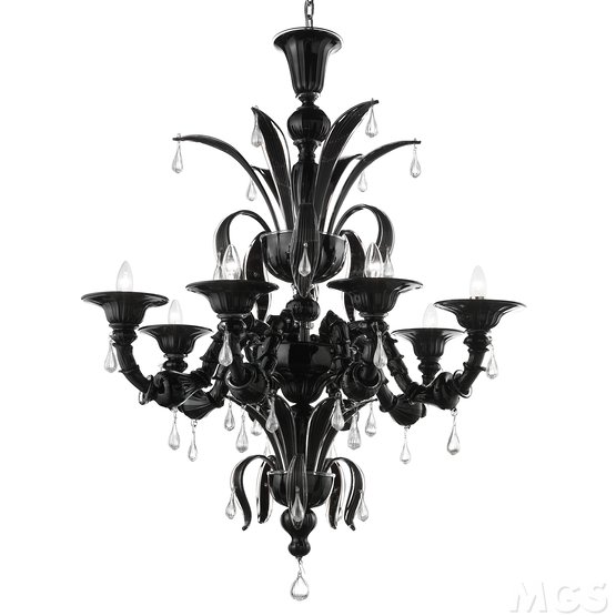 Lampadario Enguetta, Lampadario Ca' Rezzonico colore nero e cristallo
