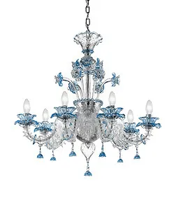 Lampadario stile Ca'Rezzonico modello Easy colore acquamare