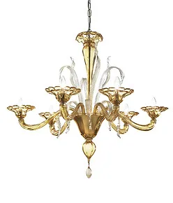 Lampadario serie 892, 5 luci, colore ambra sommerso