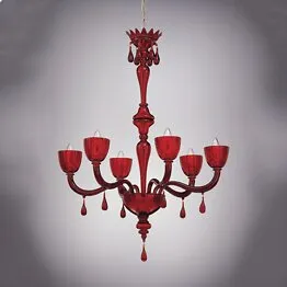 Lampadario rosso a sei luci