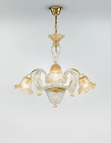 Lampadario a cinque luci in cristallo oro