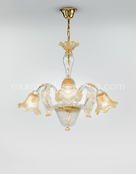 Lampadari serie 2403, Lampadario a tre luci in cristallo oro