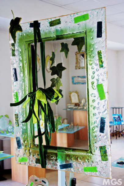 Specchio colorato, Specchio moderno in cristallo sfumato in verde